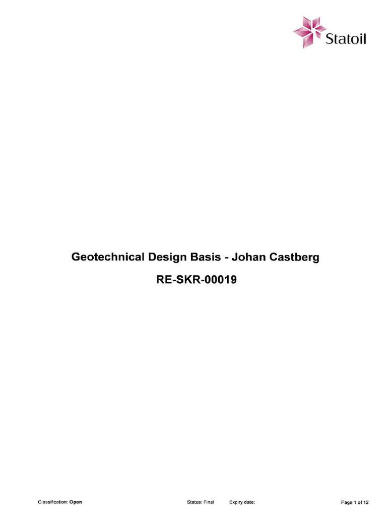 RE-SKR-00019 - 02 Geotechnical Design Basis - Johan Castberg | PDF
