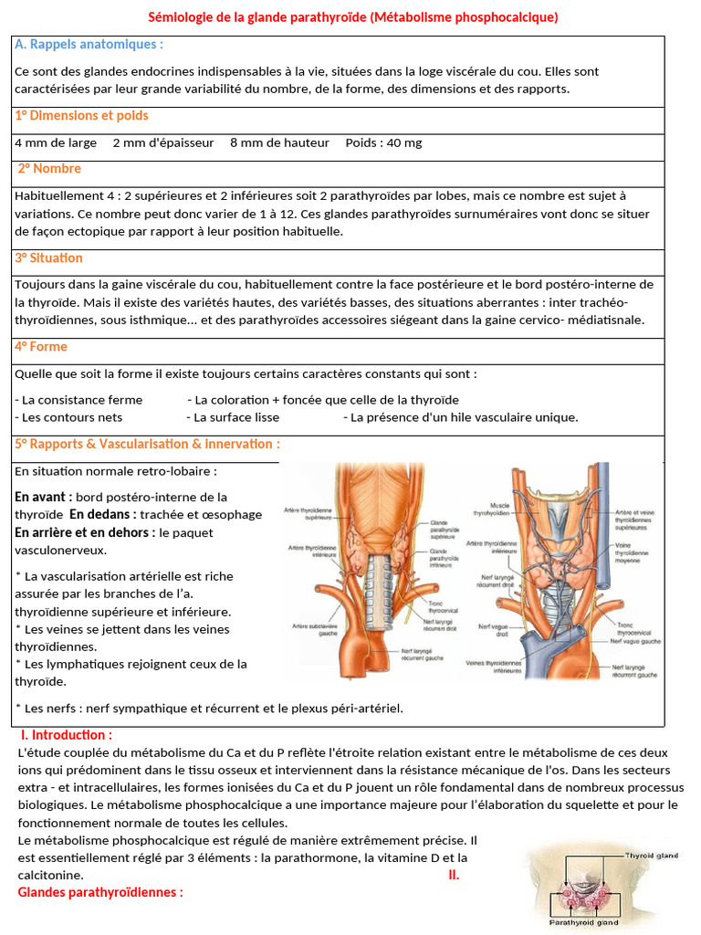 Sémiologie des glandes parathyroïdes | PDF | Système endocrinien | Bien ...