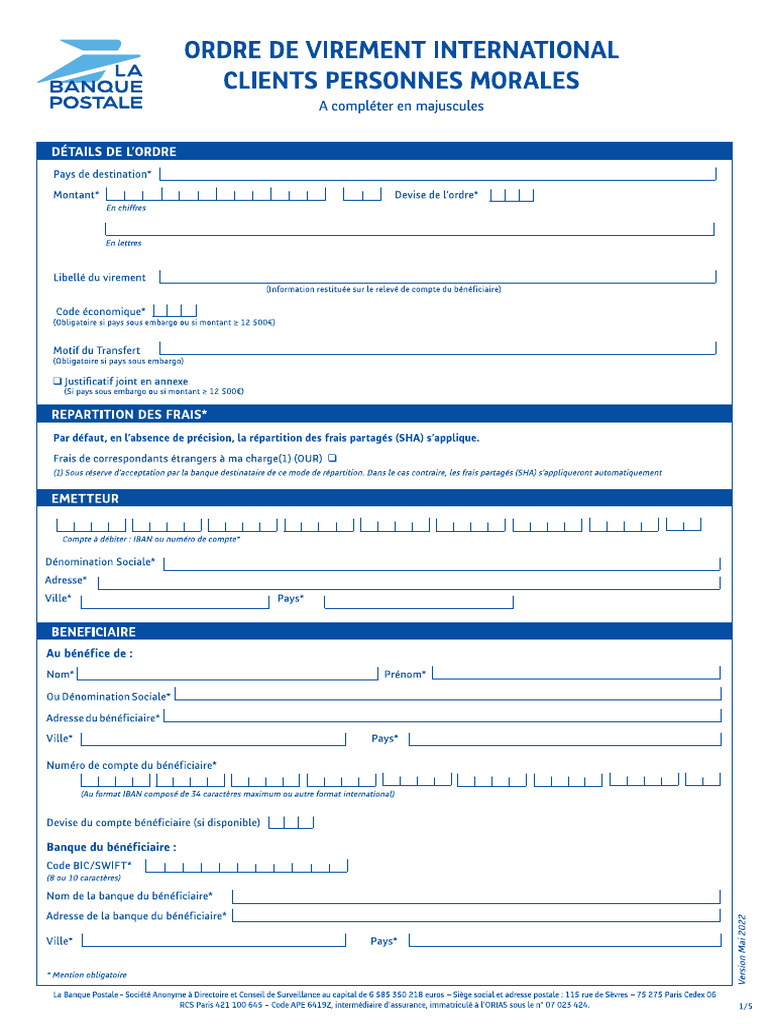 Virement Ordre de Virement International PMO | PDF