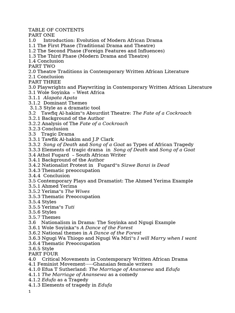 Features Of Modern African Drama