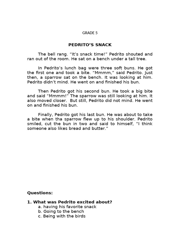 GRADE 5 - SET C ENG Pre Test | PDF