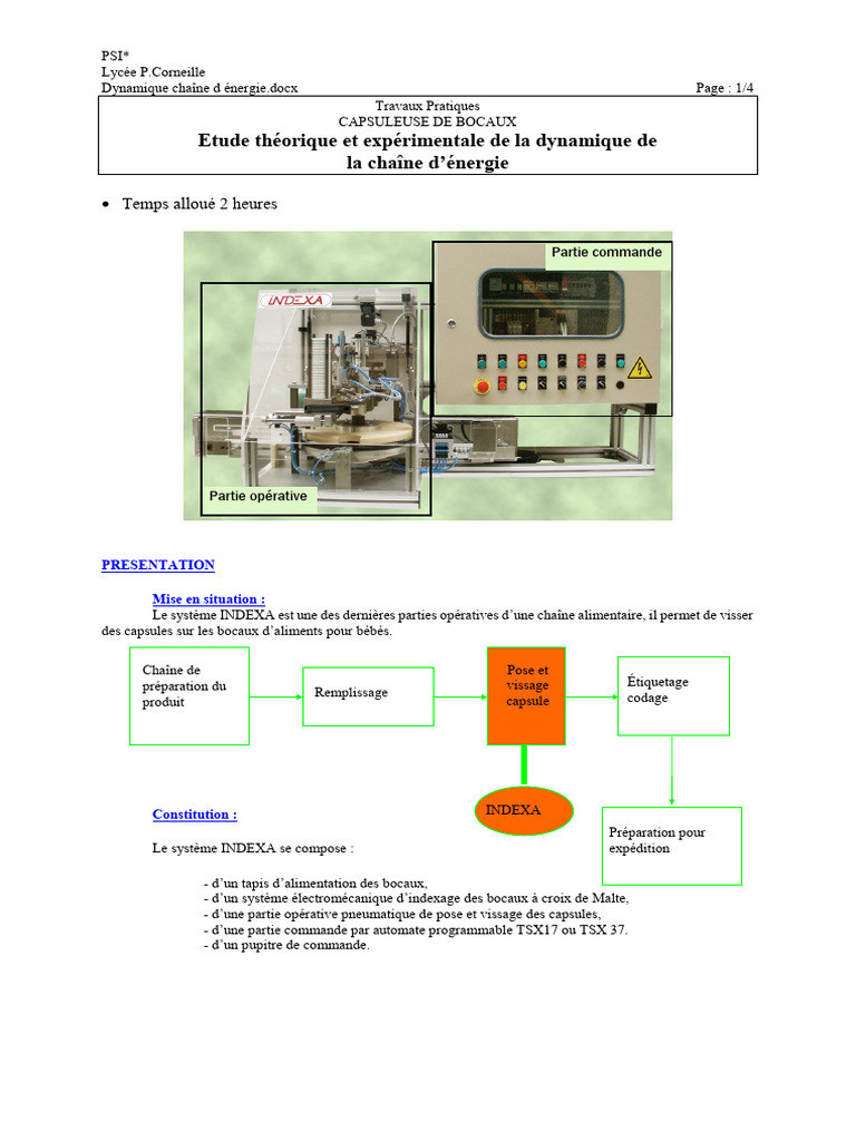 TP Dynamique Chaine Energie | PDF