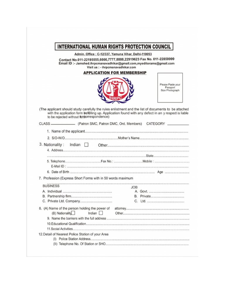 Membership Form Word | PDF