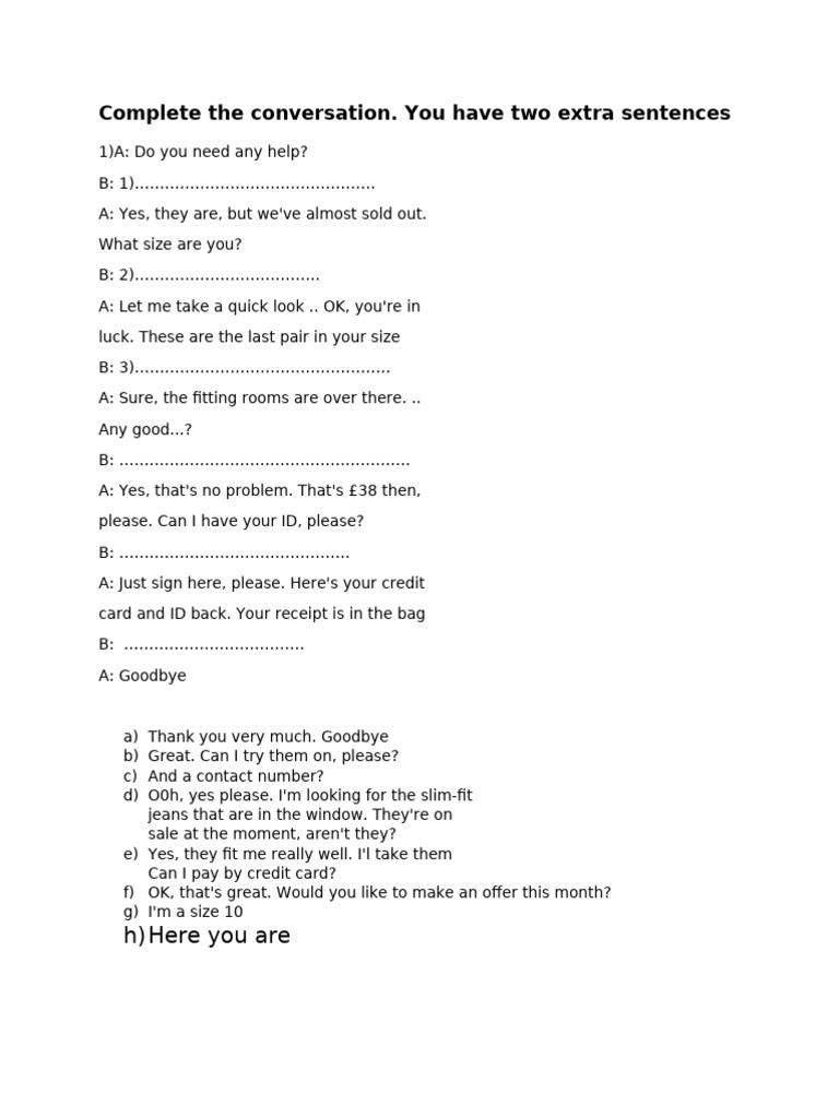 Complete The Conversation | PDF