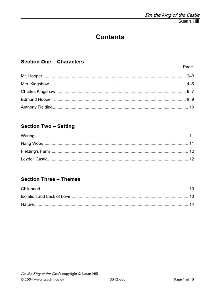 I'm The King of The Castle | PDF