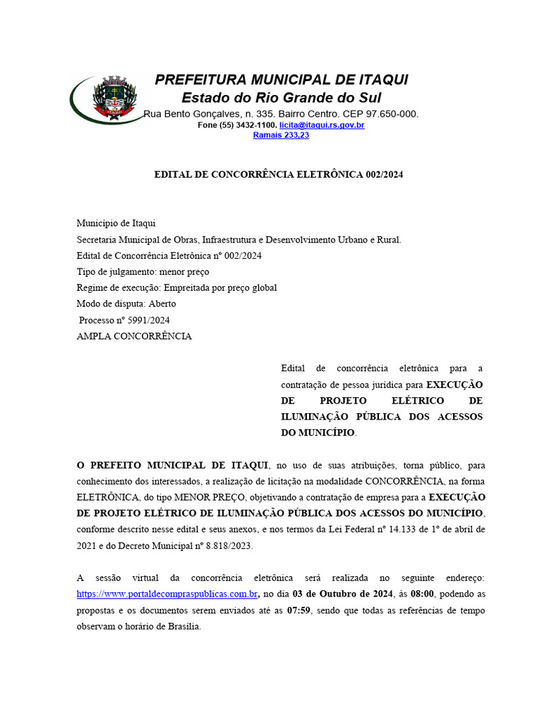 Edital e Anexos Da CC 002-2024 | PDF
