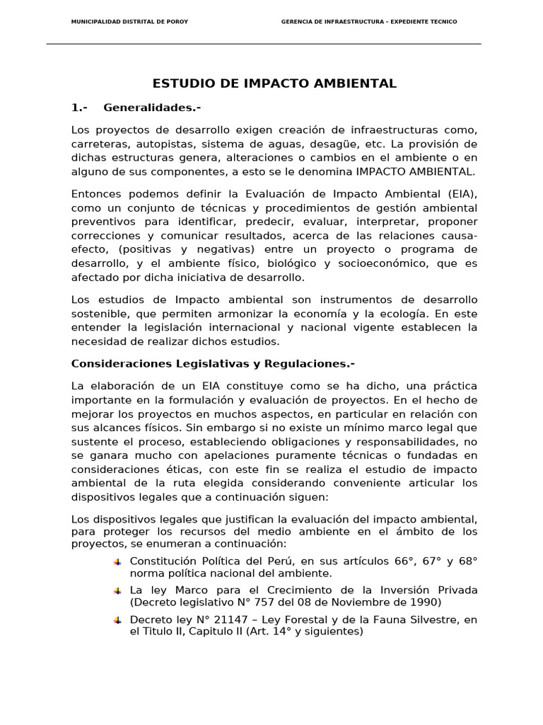 Estudio de Impacto Ambiental | PDF