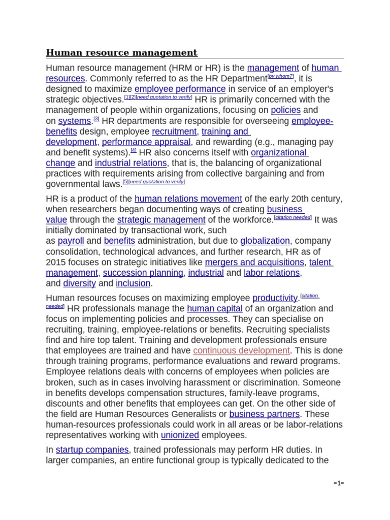 Overview of Human Resource Management | PDF | Human Resource Management ...