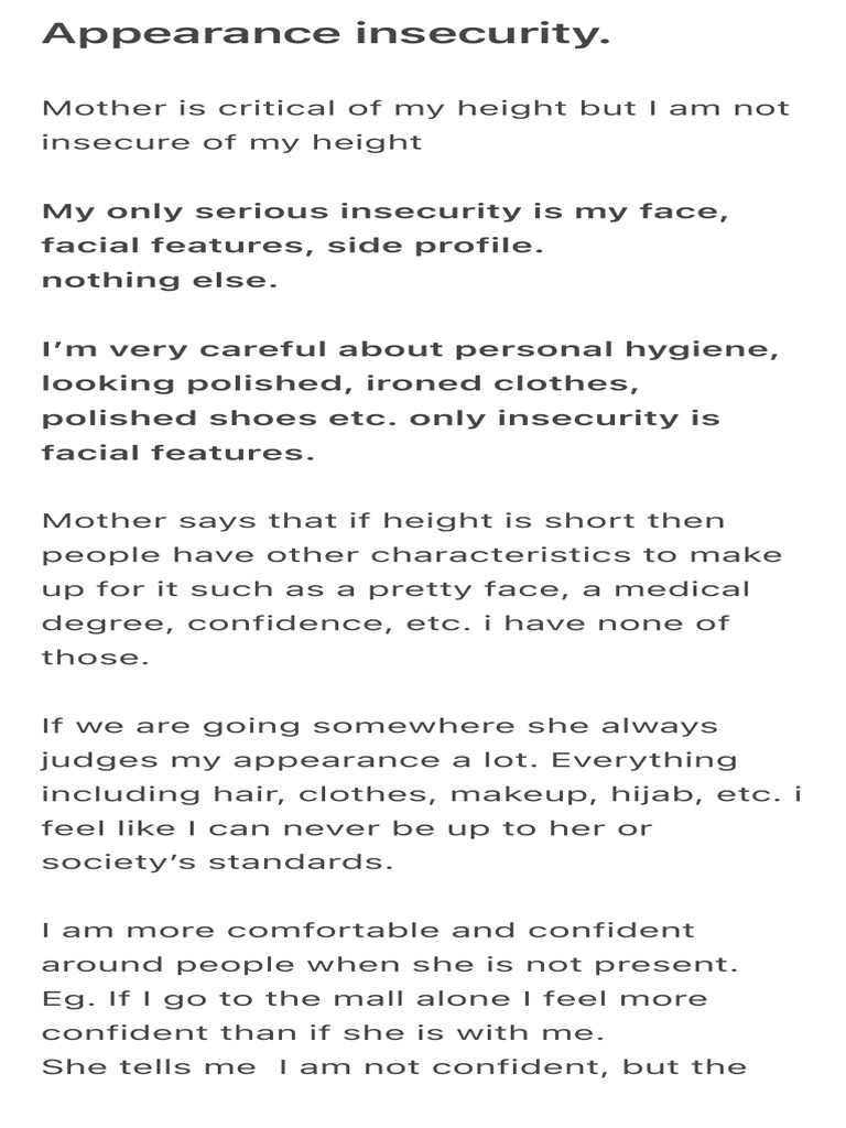 Appearance Insecurity. | PDF