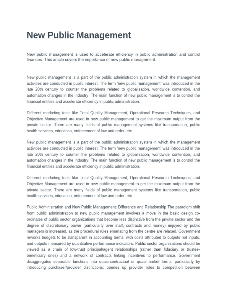 New Public Management Notes | PDF | Bureaucracy | Accountability