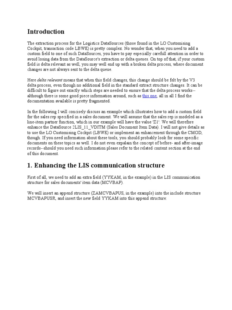 Enchanchment of Data Source 2LIS 11 VDITM Download Free PDF