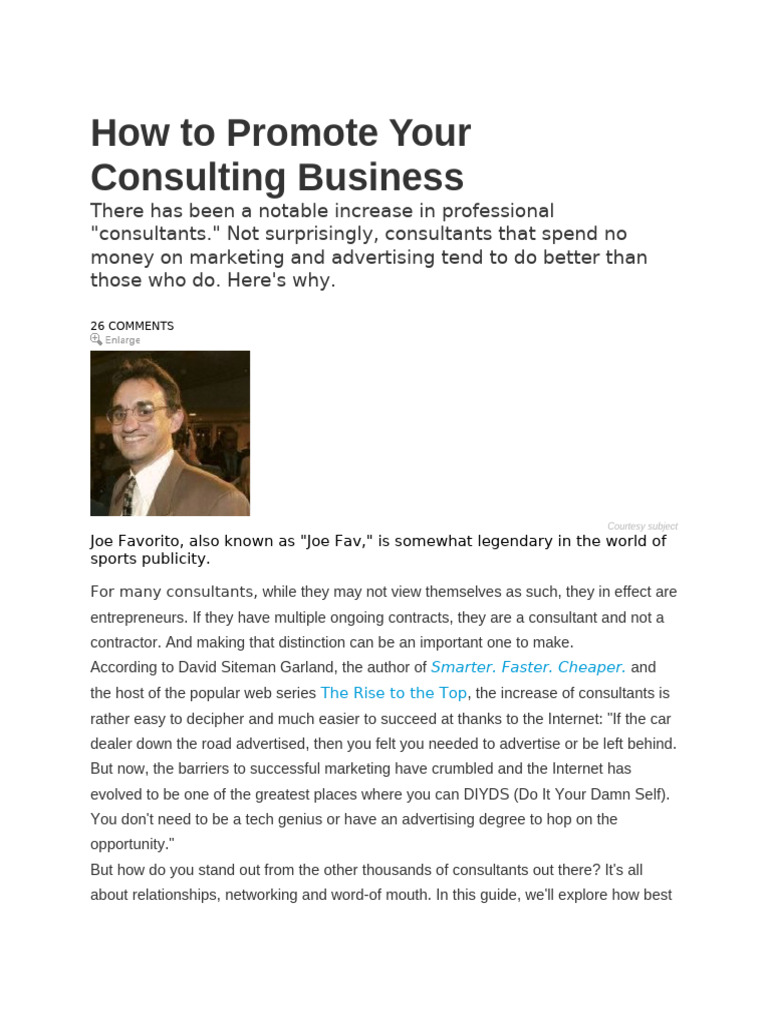 How To Promote Your Consulting Business | PDF