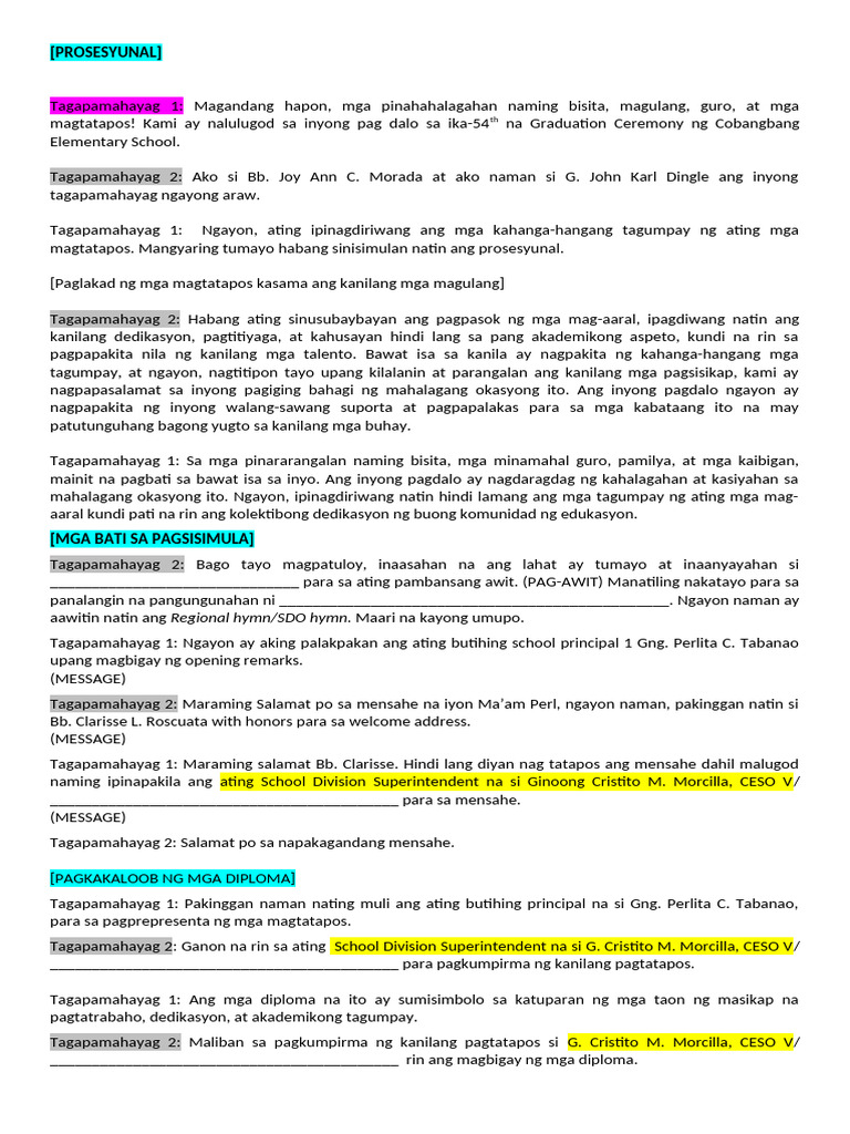 Graduation Grade 6 - TAGALOG | PDF