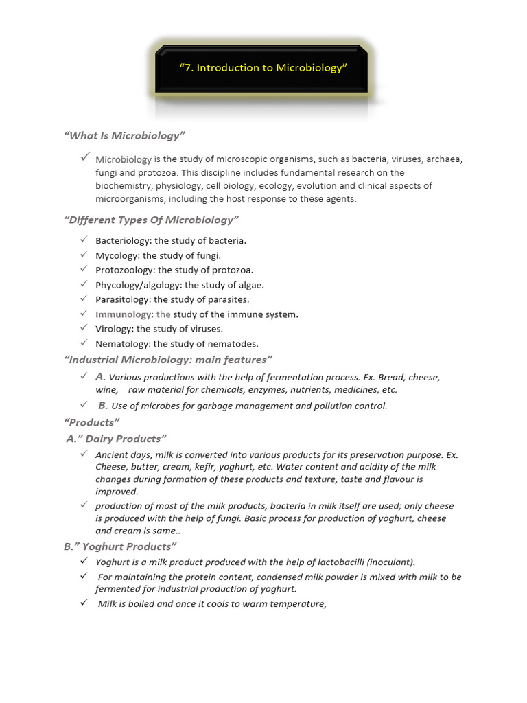 Chapter-7-Introduction To Microbiology Short Notes | PDF