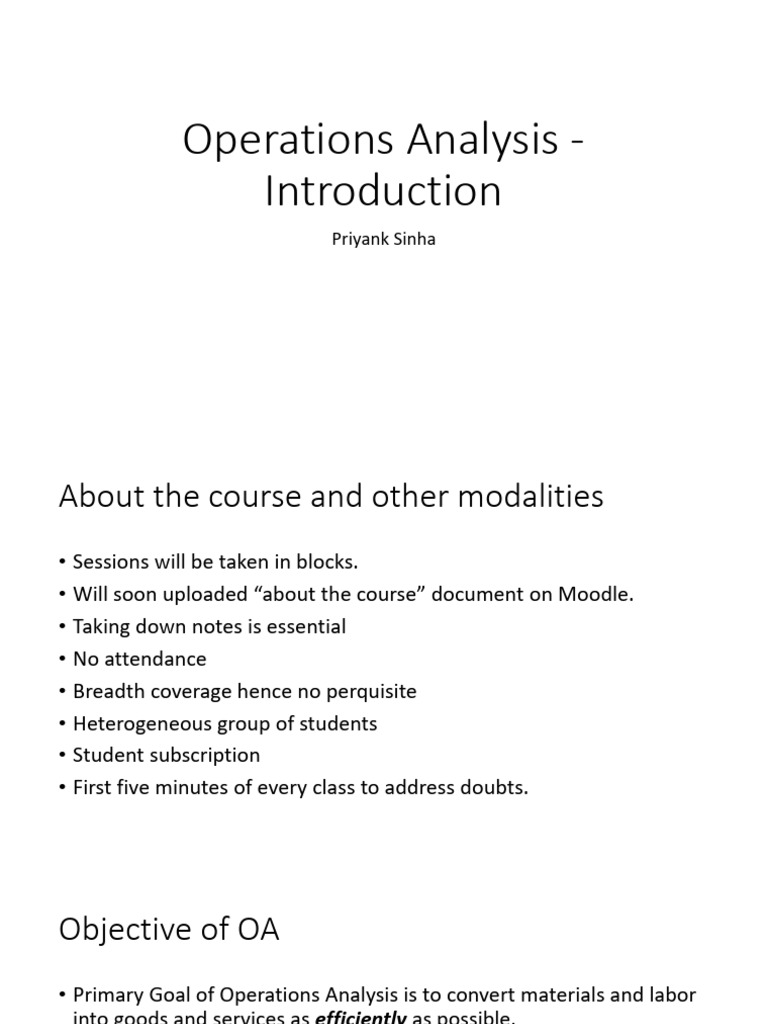 1) Operations Analysis - Introduction | PDF | Operations Management ...