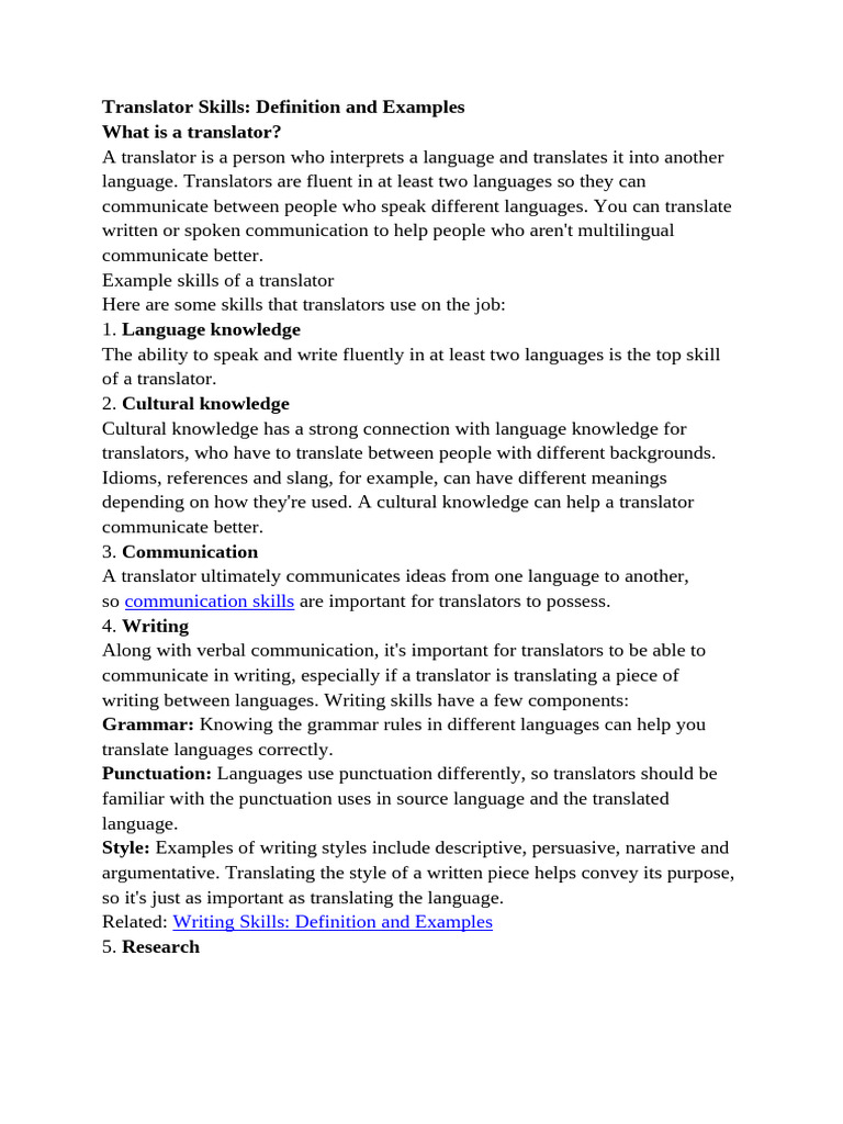 Translator Skills Pdf