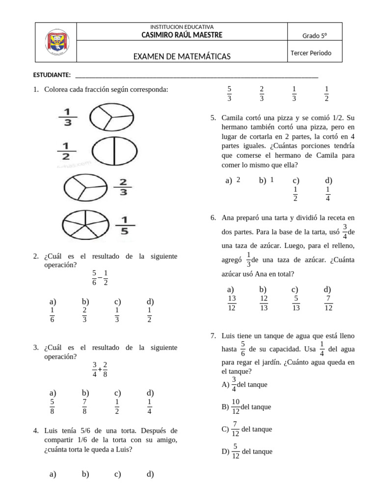 Examen Math 5 | PDF