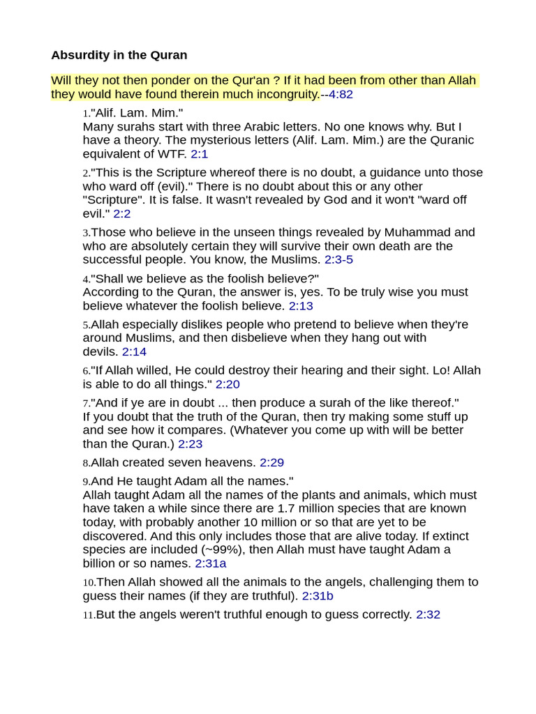 Absurdity in Quran | PDF