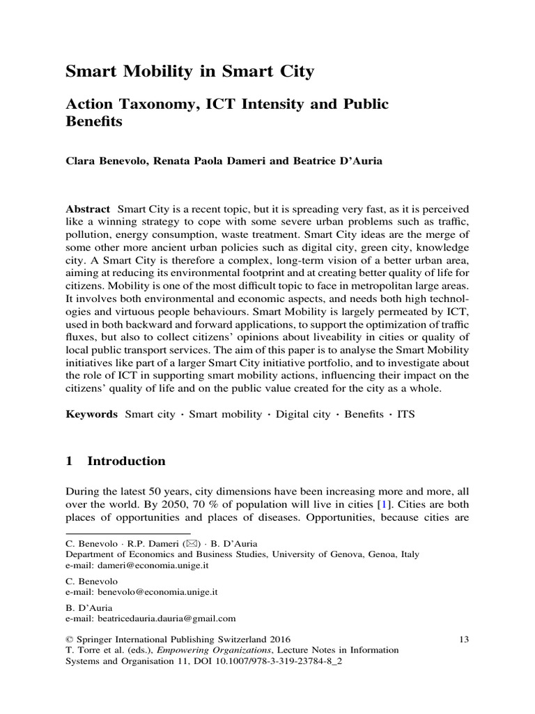 Smart Mobility in Smart City | PDF