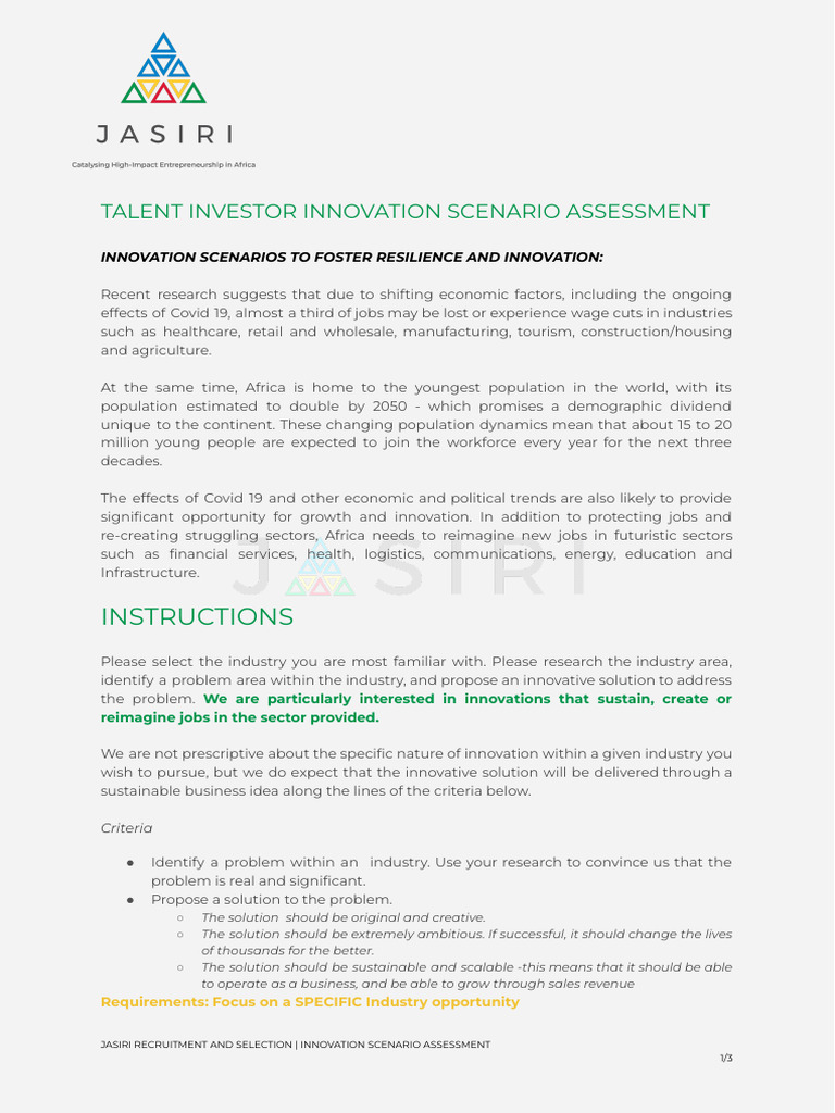 Innovation Scenario Instructions | PDF