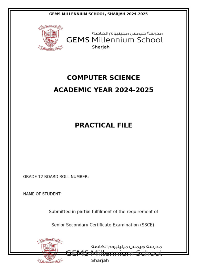 CS - Project File Template - 2024-2029 | PDF