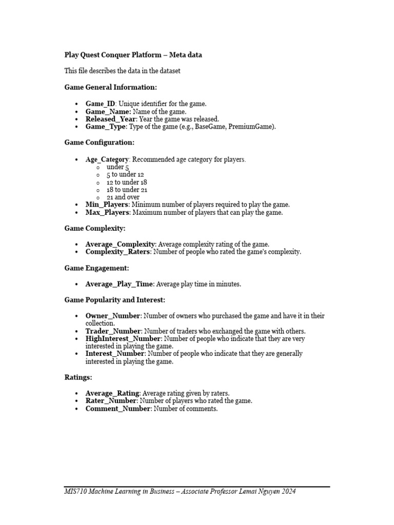 Game Data Overview and Metrics | PDF | Games & Activities