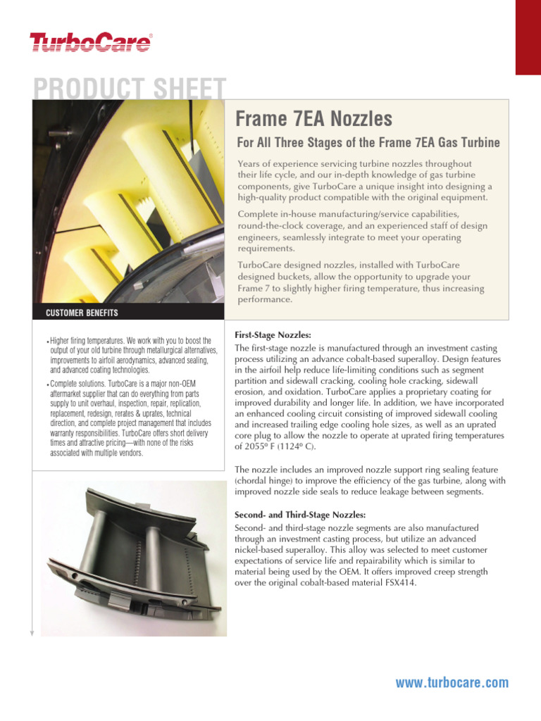 Frame 7EA Nozzle Product Sheet | PDF