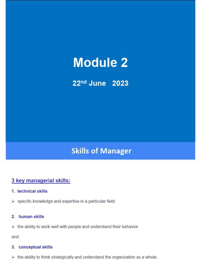 Managerial Skills and Roles Overview | PDF | Negotiation | Career & Growth