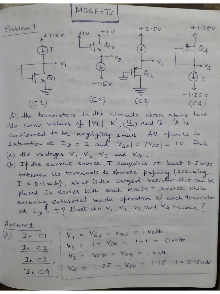 MOSFETs Solved Problems | PDF