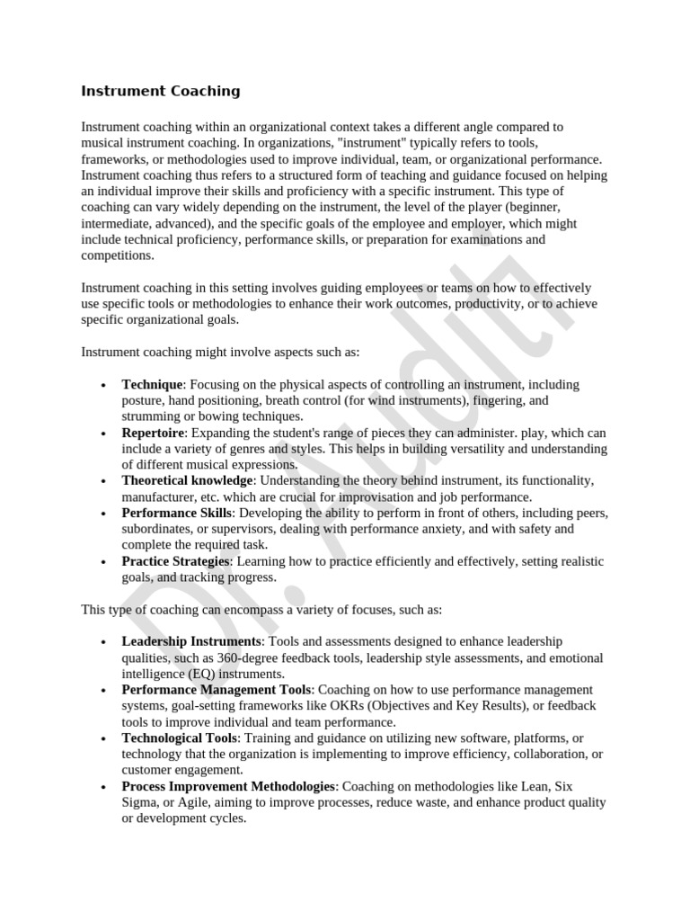 Instrument Coaching | PDF