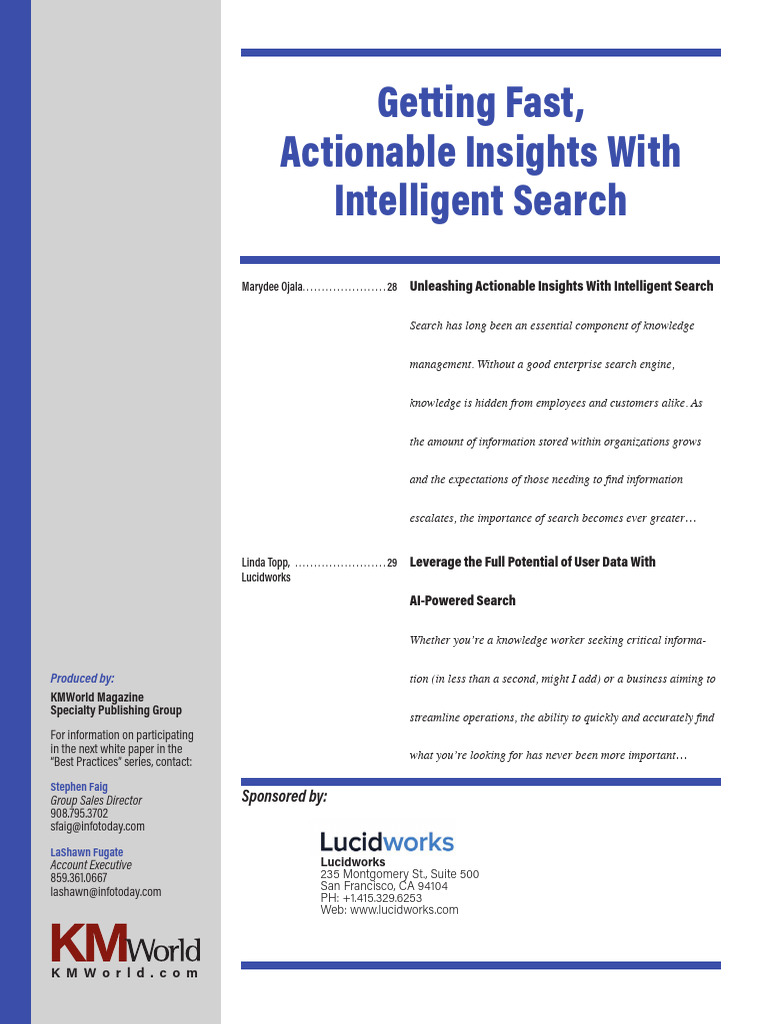 Getting Fast Actionable Insights With Intelligent Search | PDF