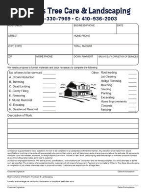 Williams Tree Care Landscaping Contracts
