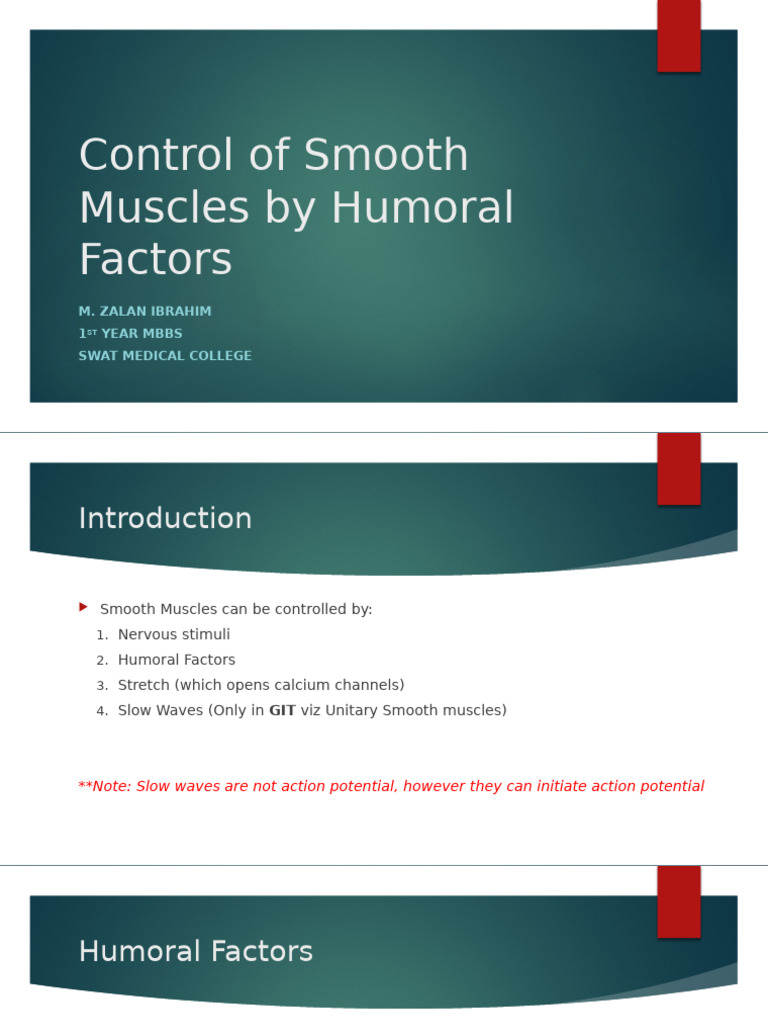Control of Smooth Muscles by Humoral Factors | PDF