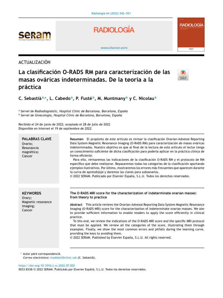 Clasificación O-RADS RM | PDF