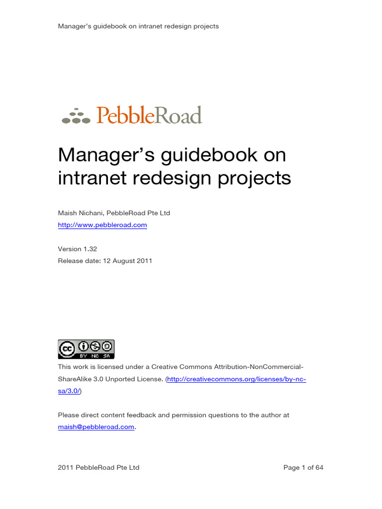 Manager Guidebook Intranet Redesign PebbleRoad 2011 | PDF