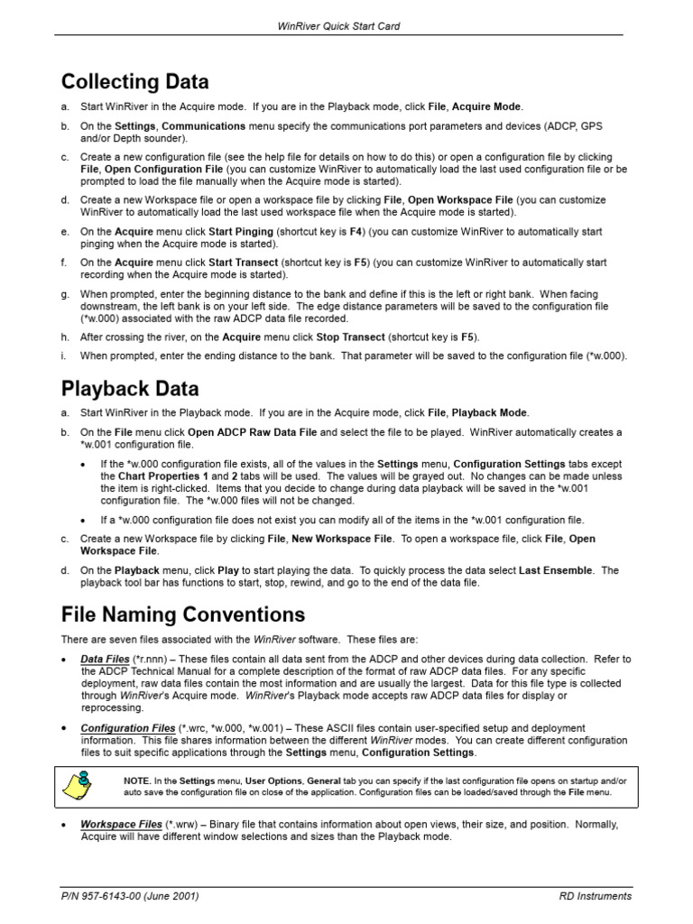 WinRiver Quick Start Guide | PDF | Computer File | Menu (Computing)