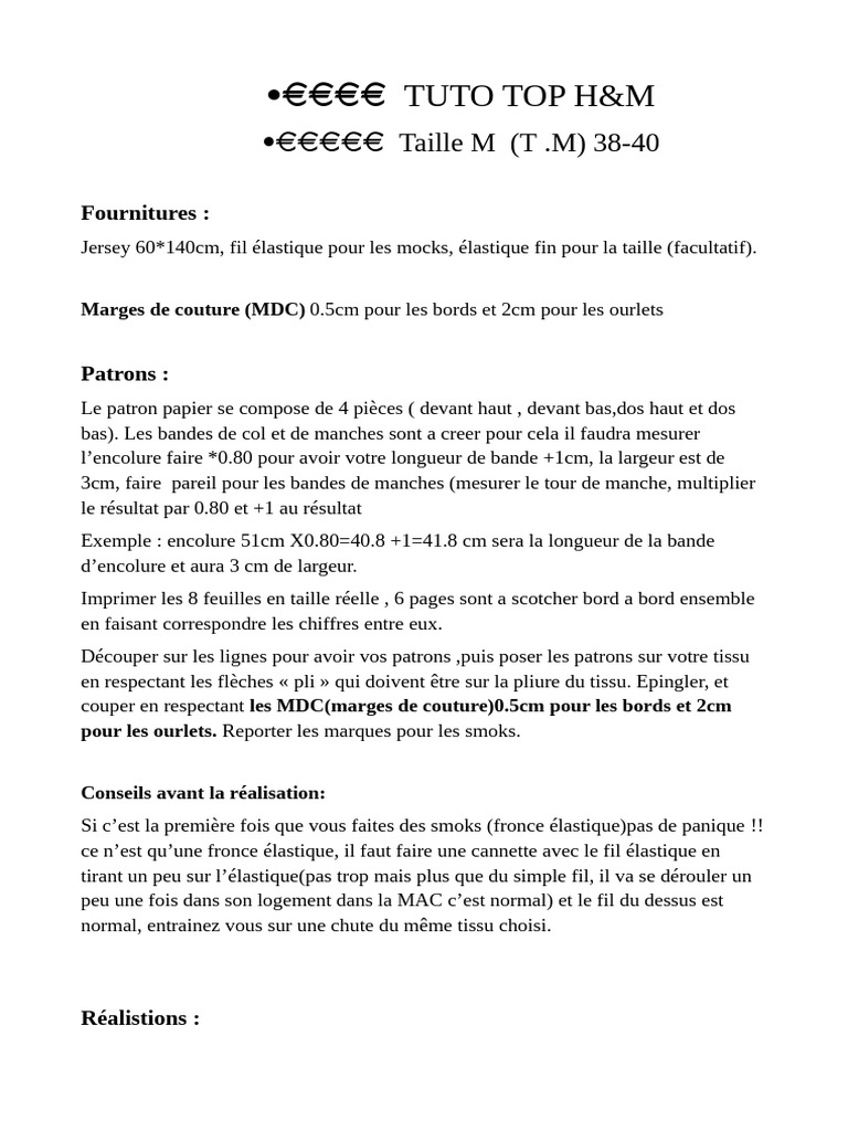 Tuto Top H&M | PDF