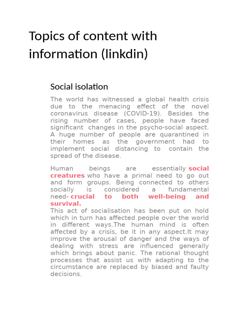 Understanding Social Isolation Effects | PDF | Solitude | Loneliness