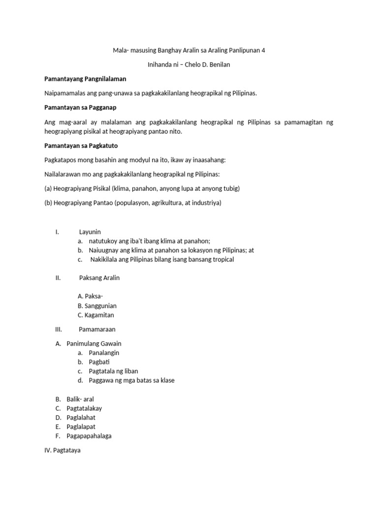 Semi Detailed Lesson Plan in Araling Panlipunan 4 | PDF