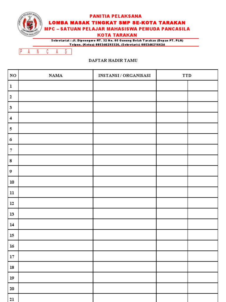 Daftar Hadir Tamu Undangan