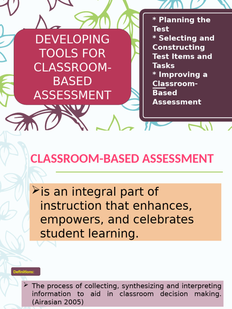 Classroom-Based Assessment Strategies | PDF | Educational Assessment ...