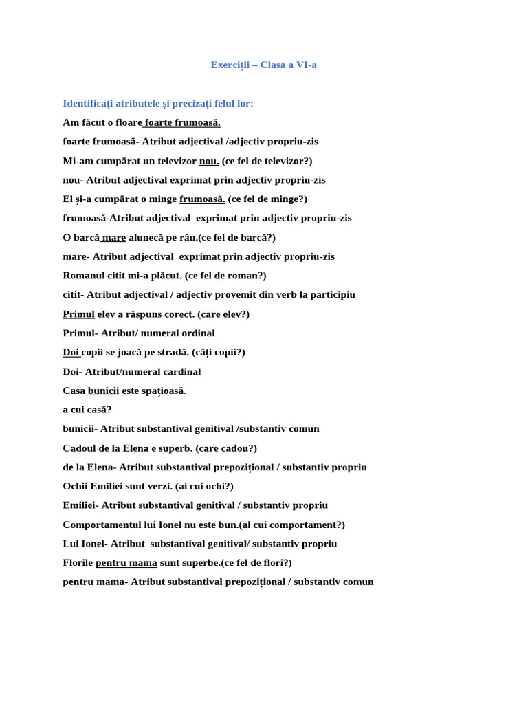 Atribut - Exerciții | PDF