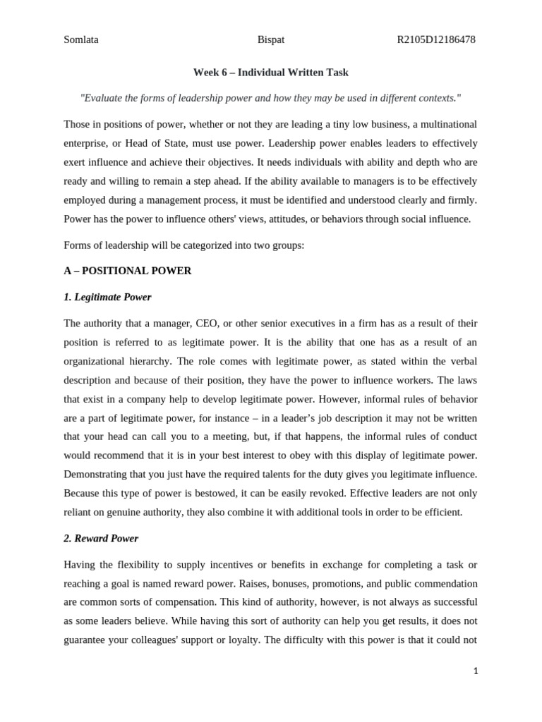 Week 6 Written Task | PDF