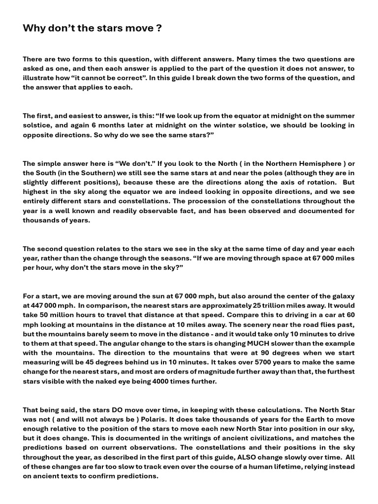 Why Dont Stars Move | PDF