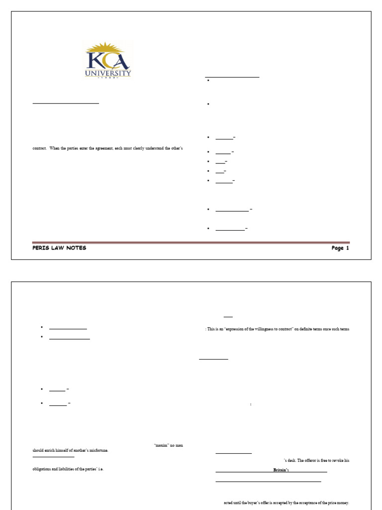Law of Contract 2023 | PDF | Offer And Acceptance | Consideration