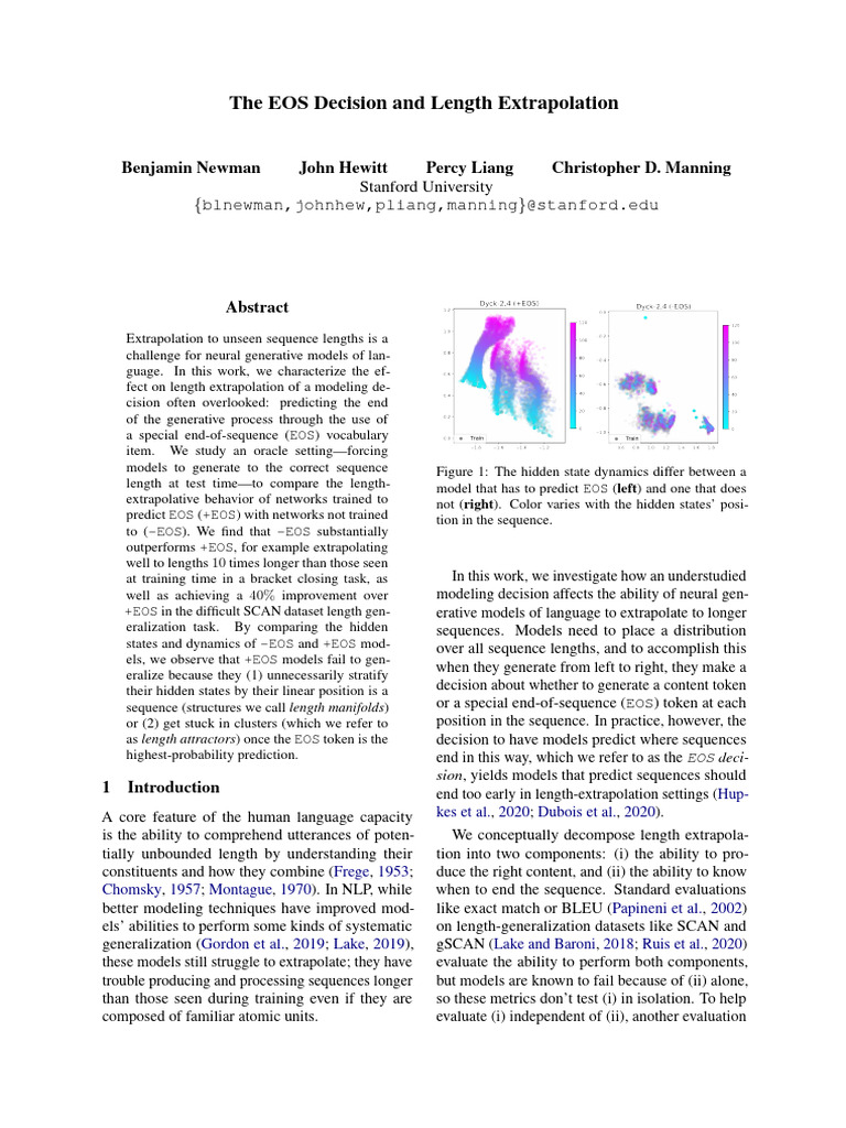 The EOS Decision and Length Extrapolation: Benjamin Newman John Hewitt ...