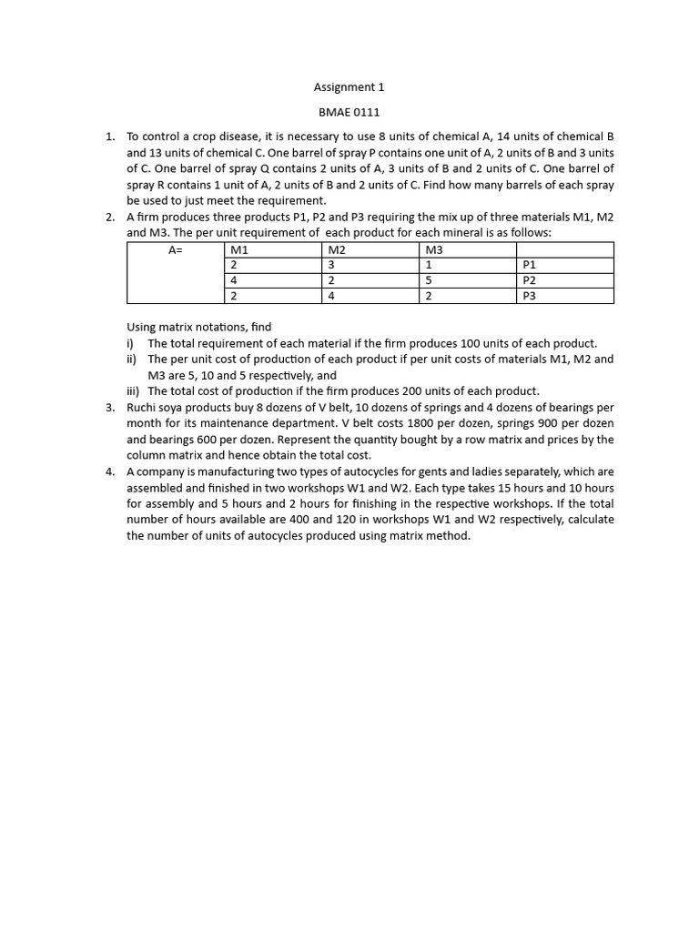 Matrix Solutions for Production Optimization | PDF