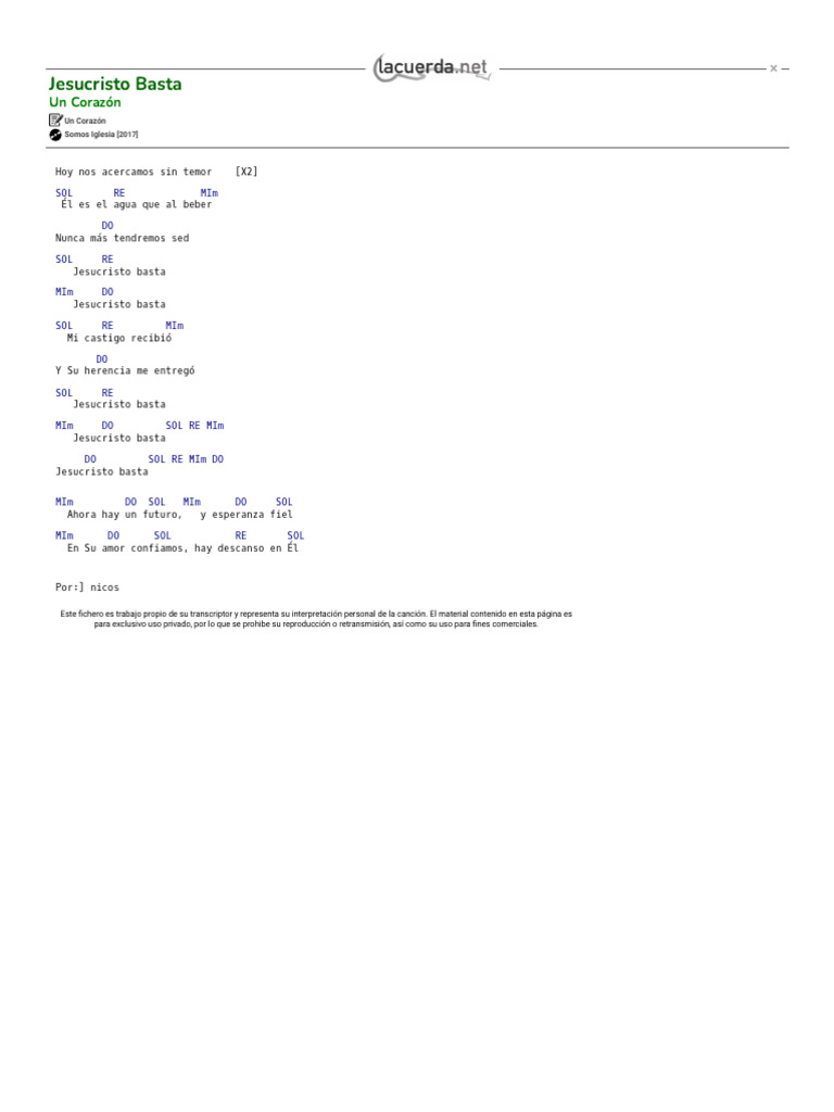 Jesucristo Basta Un Corazón Acordes Pdf