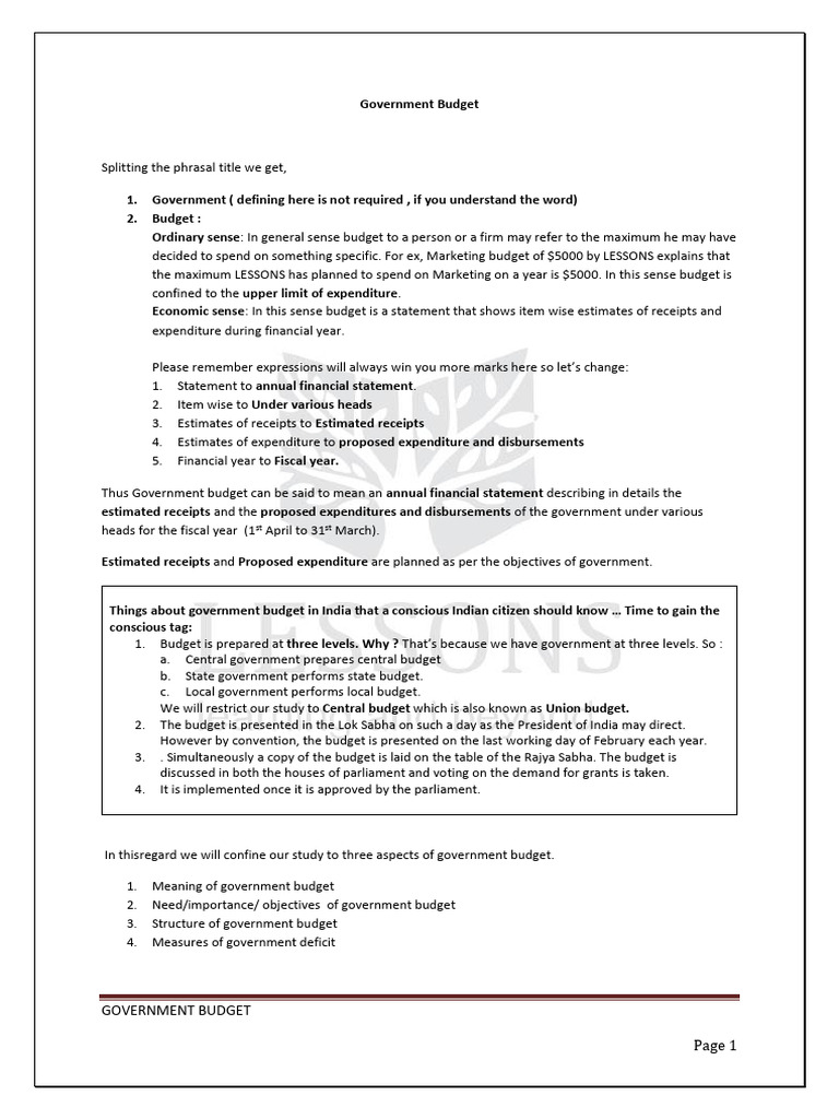 Government Budget I | PDF