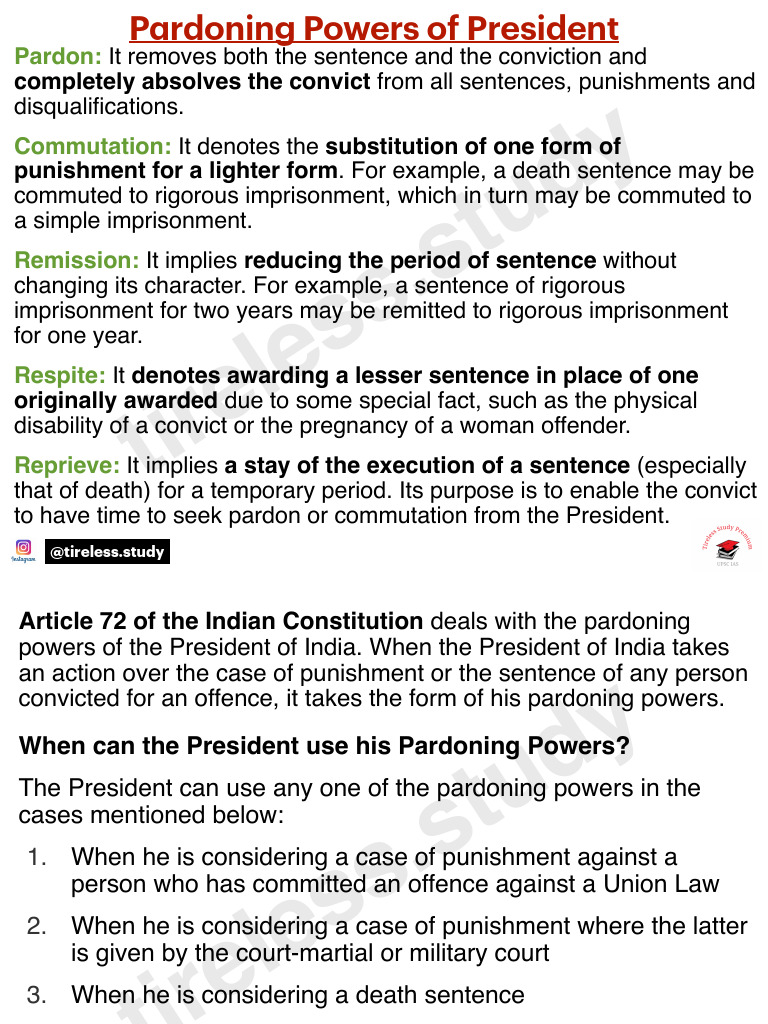 Pardoning Powers of President | PDF